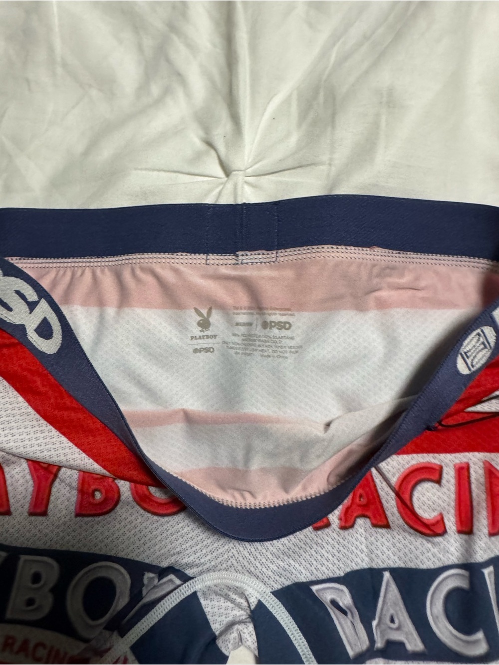PSD Playboy Racing Red White Navy Blue Boyshorts Sz m new - Picture 4 of 8
